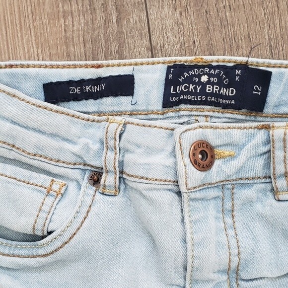 kids Lucky jeans Zoe skinny, distressed and torn size 12 - Picture 3 of 4